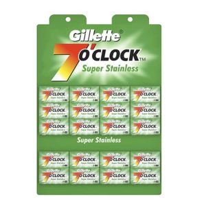 GILLETTE 7 O clock Green DE razor blades, tuck of 5 blades 100pcs