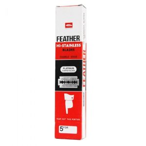 100 FEATHER Hi Stainless DE Blades, 100pcs
